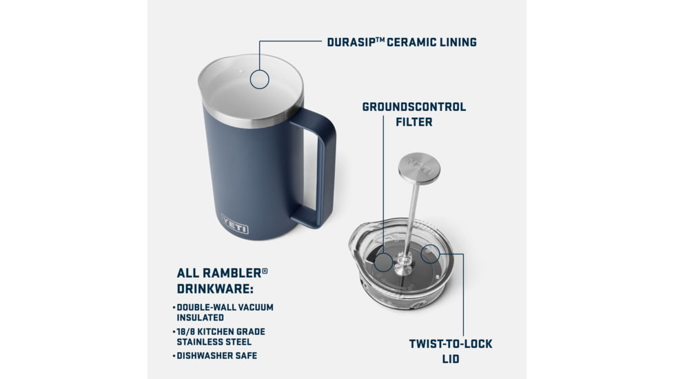 Yeti Rambler 34 oz French Press w/Twist-To-Lock French Press Lid