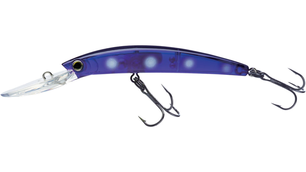 Yo-Zuri Crystal Minnow Deep Diver Walleye Trolling Bait 9/16oz 4-3/8in 10ft #2 Hooks, Midnight, R1206MN
