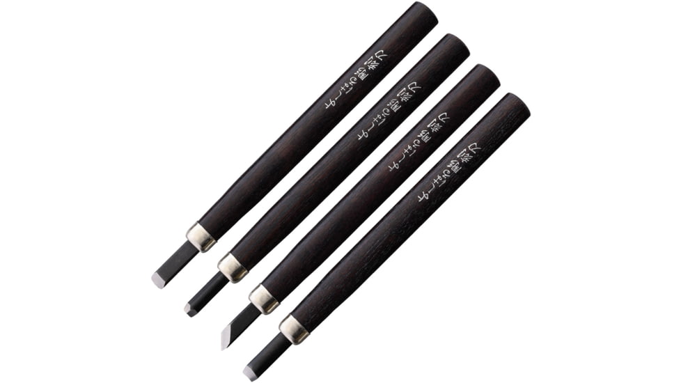 Yoshiharu Cutlery Japan H-4 Japanese Carving Knife Set, 7in Overall, 1in Blade, Dark Brown Wood Handle, AC002