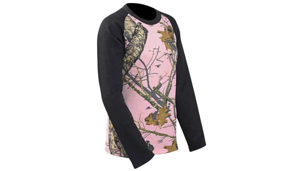 Yukon Gear Ladies Raglan Long Sleeve T-Shirt, Mossy Oak Pink Camo, Large 126603