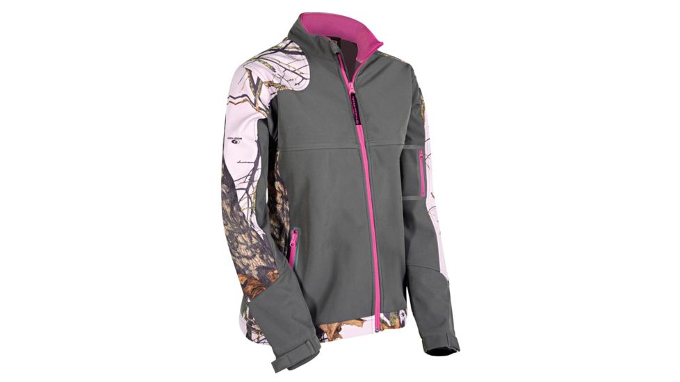 Yukon Gear Womens Soft Shell Jacket, Mossy Oak Pink/Grey Medium WSSJW-PN-M