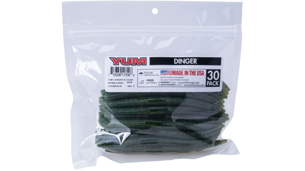 Yum Dinger Bulk Bait, 5in, Watermelon Seed, YDG5BK09-30