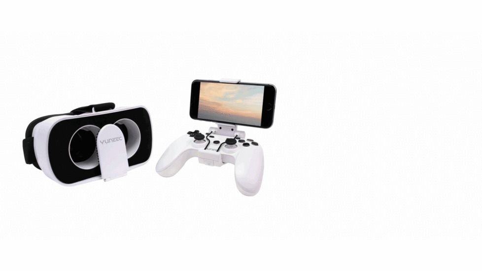 Yuneec Breeze FPV Controller in color box w/FPV Goggles, Game Controller, Game Controller Holder, White, YUNBFCUS