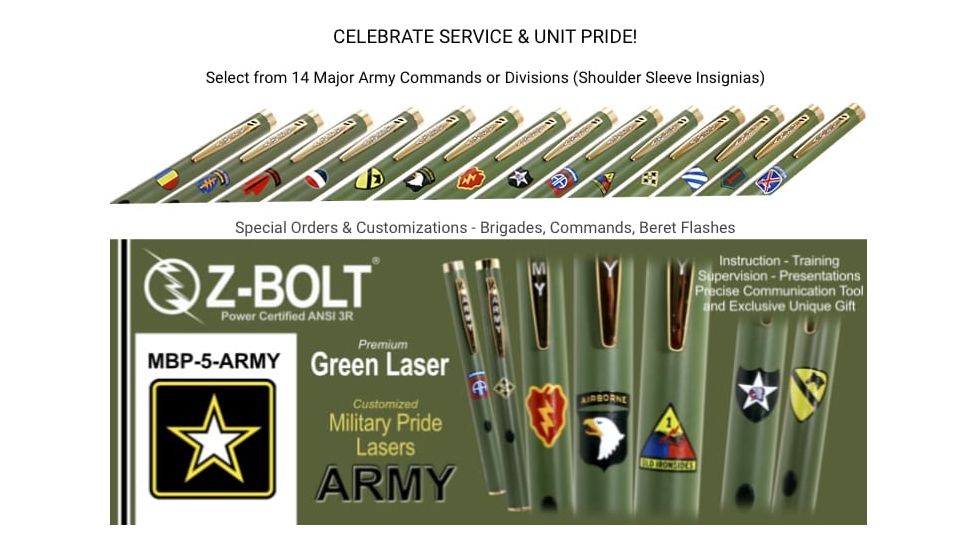 Z-Bolt Military Pride Laser Pointer, Green, 3rd Infantry Division Rick of the Marne, Emerald Green, MBP-5-ARMY-3rdID