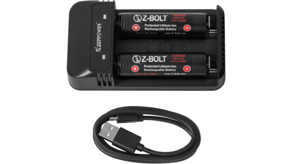 Z-Bolt Rechargeable 18650 Batteries for High Discharge Flashlights, Weapon Lights &amp; Illuminators, 2 Pack, BATTS-2x-18650