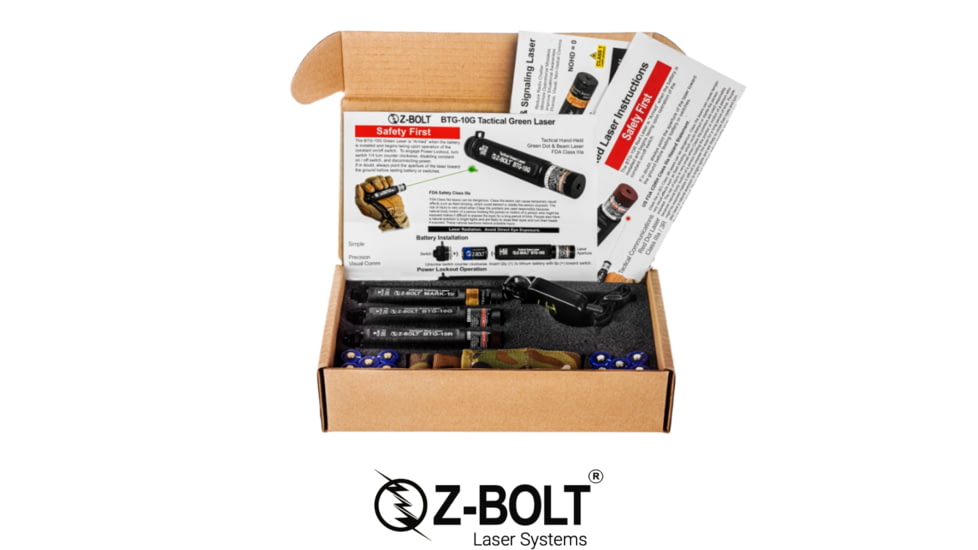 Z-Bolt Tri-Band Laser Kit - 1X FDA Legal Infrared Dot, 1X Green Dot, 1X Red Dot, Ranger Green, TRI-BAND-KIT-RG-XT