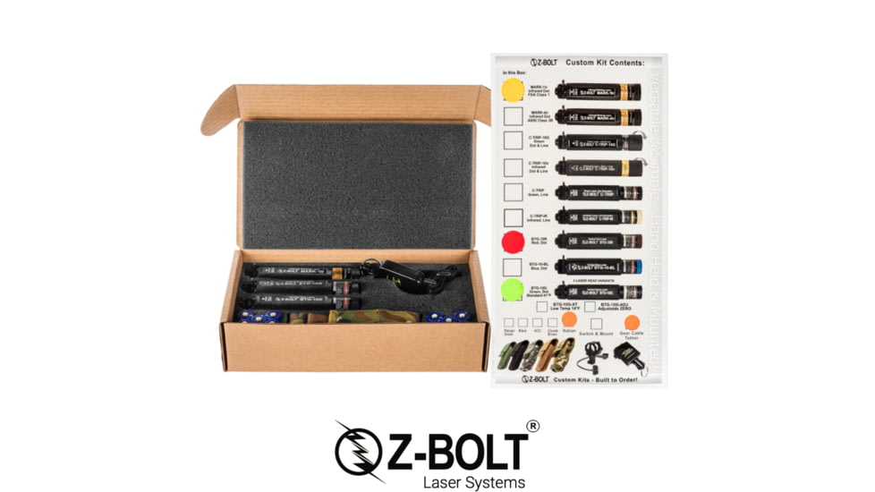 Z-Bolt Tri-Band Laser Kit - 1X FDA Legal Infrared Dot, 1X Green Dot, 1X Red Dot, Ranger Green, TRI-BAND-KIT-RG-XT