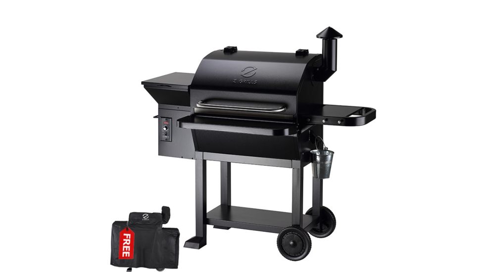 Z Grills 10002B 8-in-1 Wood Pellet Grill, BBQ &amp; Smoker, Black, 54x29x53, ZPG-10002B