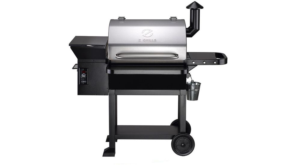 Z Grills 10002E 8-in-1 Wood Pellet Grill, BBQ &amp; Smoker, Black/Silver, 54x29x53, ZPG-10002E