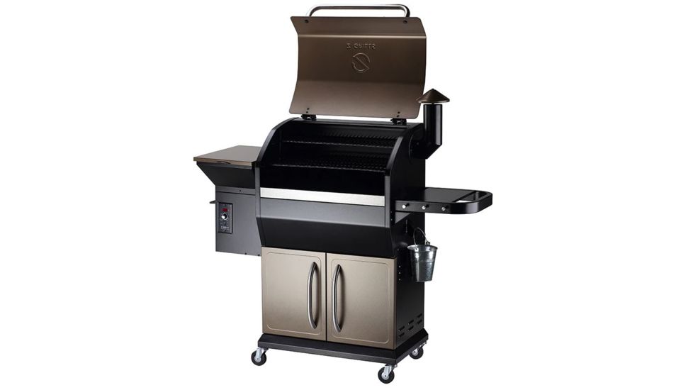 Z Grills 1000D 8-in-1 Wood Pellet Grill, BBQ &amp; Smoker, Black/Bronze, 54x25x53in, ZPG-1000D
