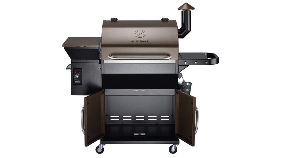 Z Grills 1000D 8-in-1 Wood Pellet Grill, BBQ &amp; Smoker, Black/Bronze, 54x25x53in, ZPG-1000D