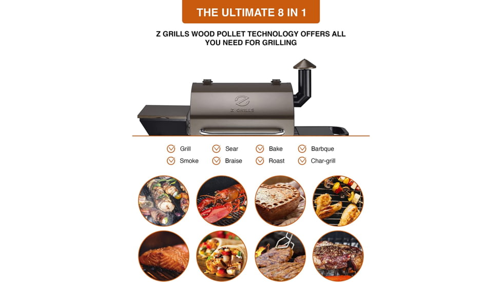 Z Grills 1000D 8in1 Wood Pellet Grill - Smoker, Bronze/Black, Large, ZPG-1000D
