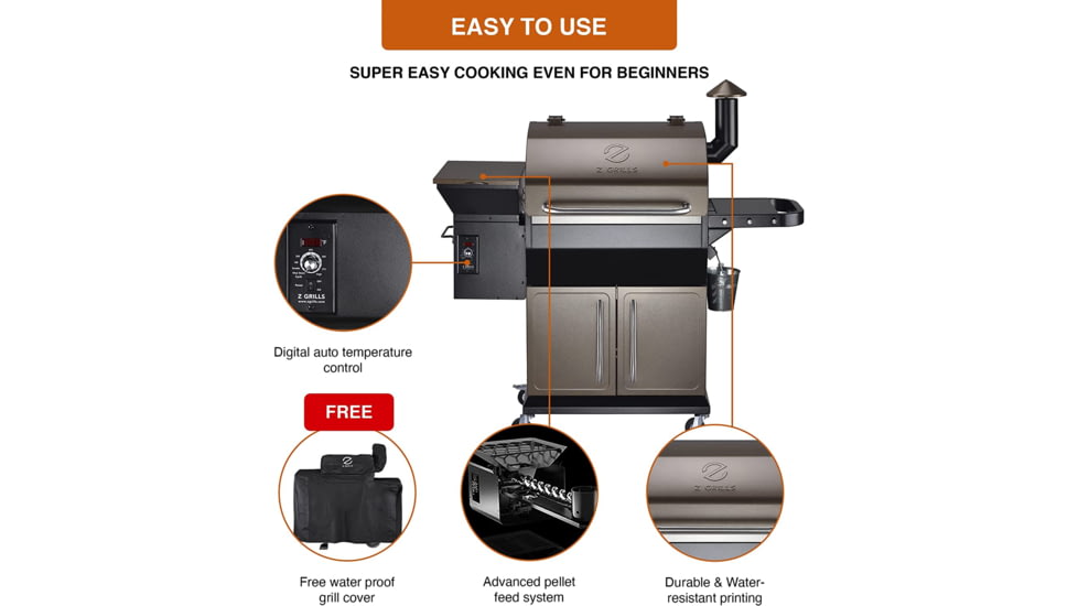 Z Grills 1000D 8in1 Wood Pellet Grill - Smoker, Bronze/Black, Large, ZPG-1000D