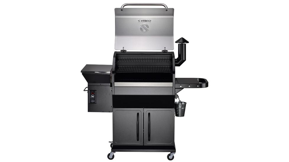 Z Grills 1000E 8-in-1 Wood Pellet Grill, BBQ &amp; Smoker, Black/Silver, 54x25x53in, ZPG-1000E