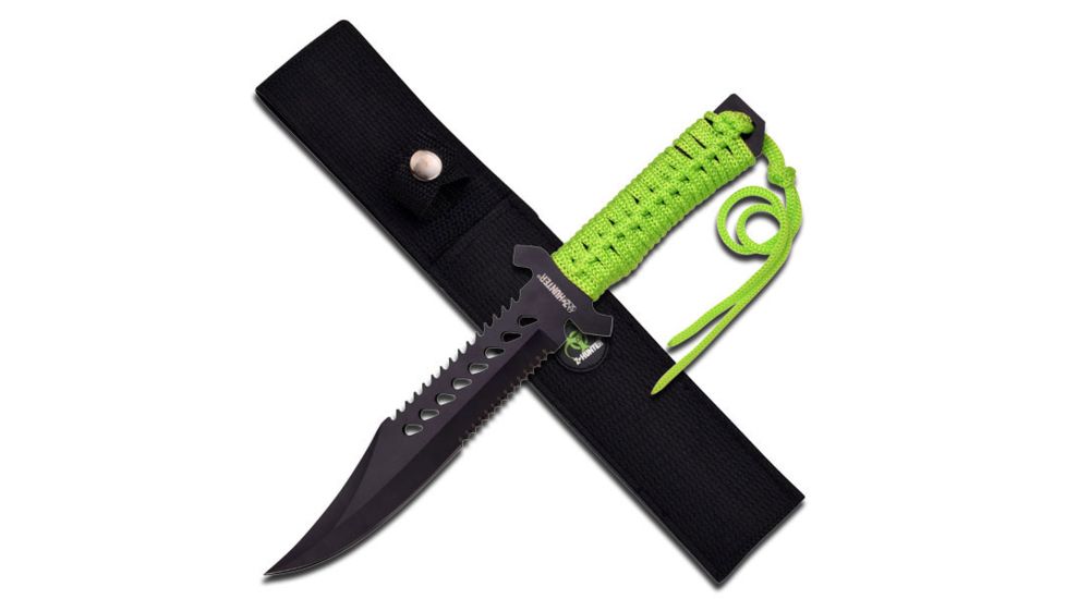 Z-Hunter Fixed Blade, 11.5in, Stainless Steel Blade, Green Cord Wrapped Stainless Steel Handle ZB-103