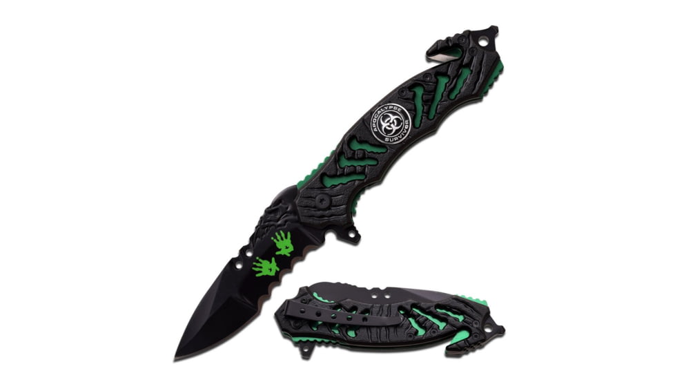 Z-Hunter Folding Blade, 3.5in, Stainless Steel Blade, Black Aluminum Handle ZB-160GN