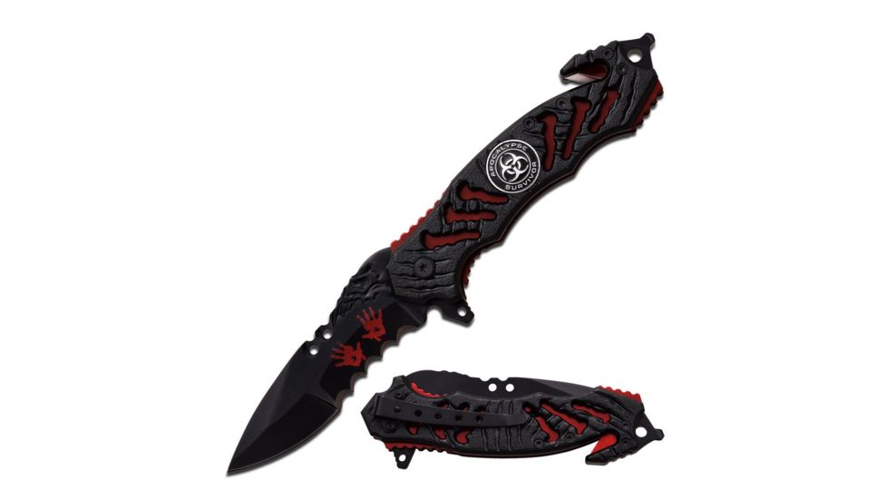 Z-Hunter Folding Blade, 3.5in, Stainless Steel Blade, Black Aluminum Handle ZB-160RD