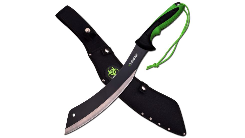 Z-Hunter Machete, 2.5in, Stainless Steel Blade, Black And Green Nylon Fiber And Rubber Handle ZB-130