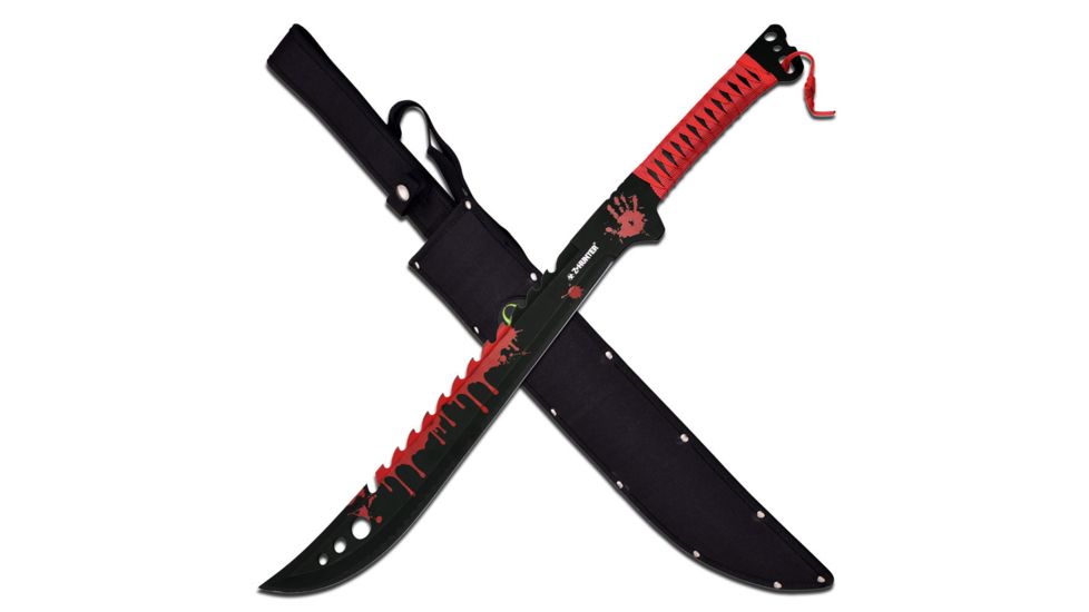 Z-Hunter Machete, 25in, Stainless Steel Blade, Stainless Steel Red Fabric Wrapped Handle ZB-124RD