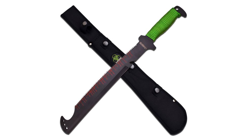 Z-Hunter Machete, 2in, Stainless Steel Blade, Stainless Steel Green Cord Wrapped Handle ZB-146