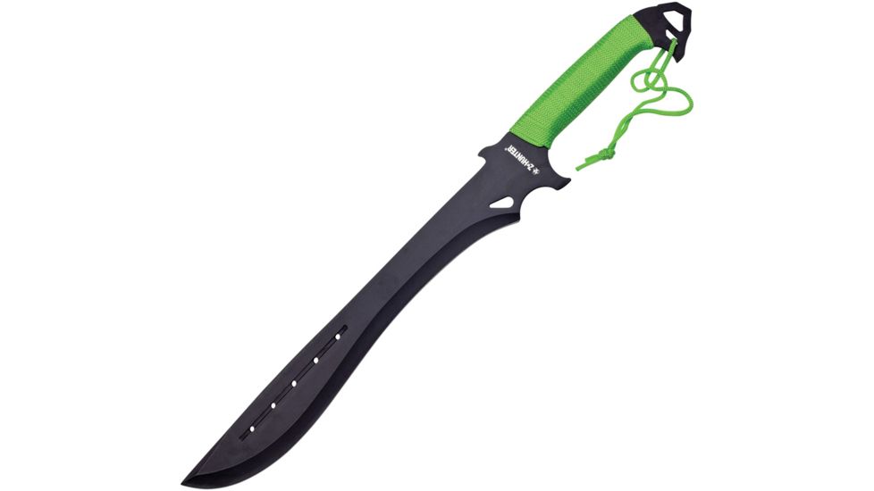 Z-Hunter Machete Fixed Blade Knife, 18in, Black, Green, Cord Wrapped Handle ZB125