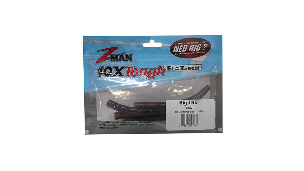 Z-man Big TRD Worm, 6 pack, 4in, PB&amp;J, TRD4-238PK6