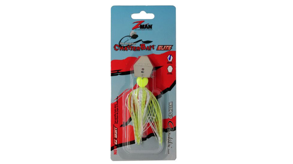 Z-man Chatterbait Elite Swim Jig, 1/2oz, Chartreuse/White, CB-EL12-02