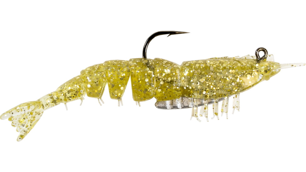 Z-Man Elaztech Ez Shrimpz Rigged 3.5in Gold Flake 2 Pack, EZSR-272PK2