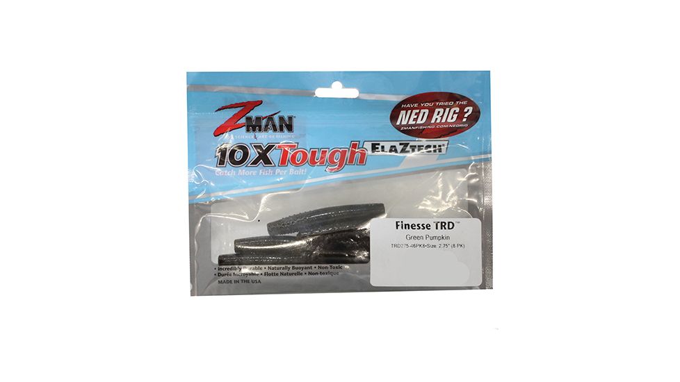 Z-man Finesse TRD Ned Rig Worm, 8 pack, 2.75in, Green Pumpkin, TRD275-46PK8