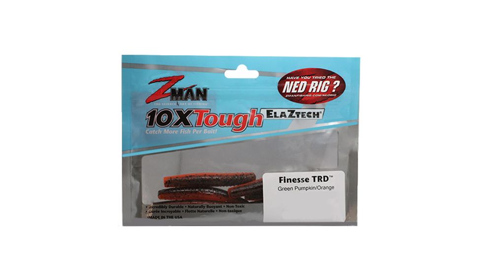Z-man Finesse TRD Ned Rig Worm, 8 pack, 2.75in, Green Pumpkin Orange, TRD275-47PK8