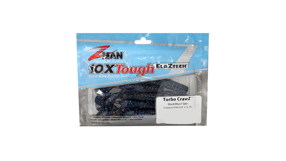 Z-man TURBO CRAWZ 4 BLK BLUE FLAKE6PK TCRAW4-02PK6
