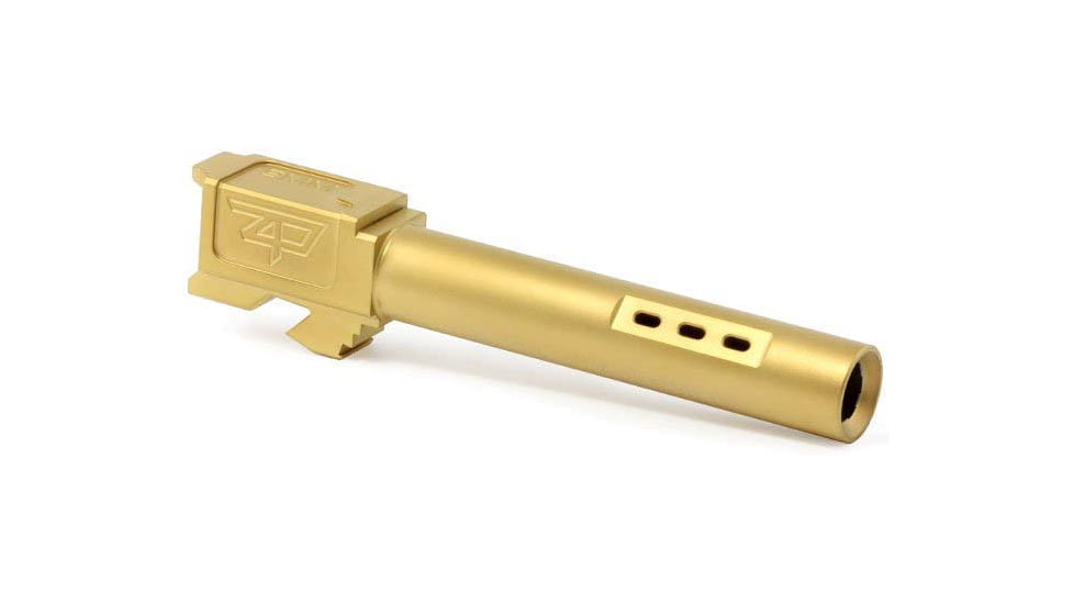Zaffiri Precision Flush and Crown Ported Pistol Barrel, Glock 17 Gen 1-4 ZPS.P and ZPS.4 Slide, 9mm, 1/10 Twist, 416R Stainless Steel, Titanium Nitride, ZP.17BPG