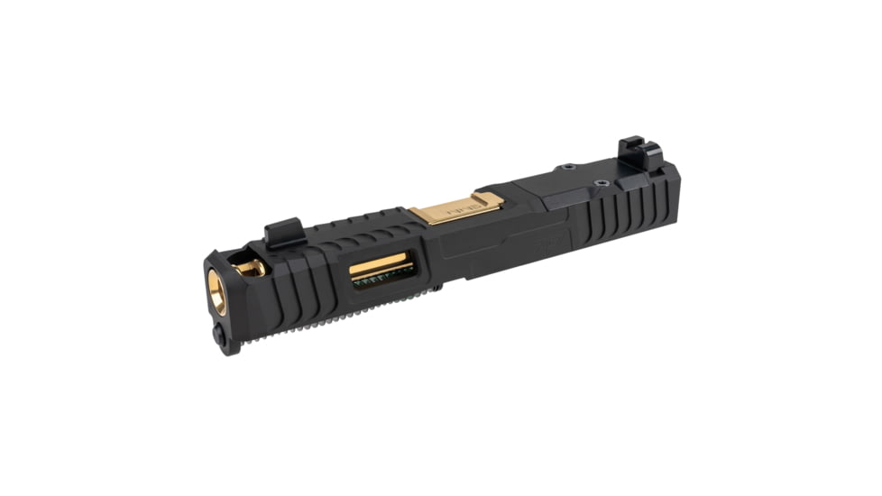 Zaffiri Precision ZPS.B Glock 19 Gen 5 9mm Luger Complete Upper Kit, Trijicon RMR, G19 Titanium Nitride Gold Barrel, Black/Gold, ZPS.B.19.G5.BLK.CU.2