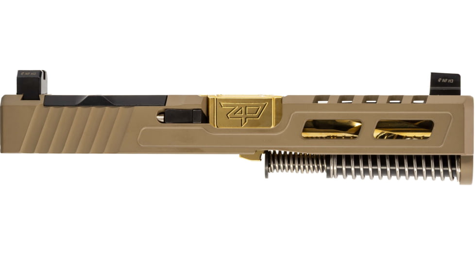Zaffiri Precision ZPS2 Glock 19 Gen 5 Complete Pistol Slide, PVD, Flat Dark Earth/Gold, G19G5-ZPS2-RMR-FDE-FC-GLD