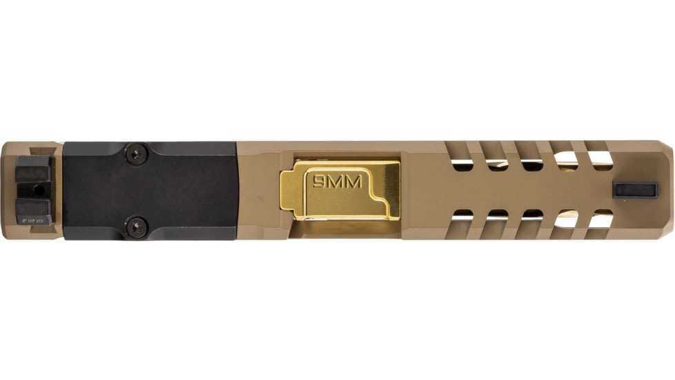 Zaffiri Precision ZPS2 Glock 19 Gen 5 Complete Pistol Slide, PVD, Flat Dark Earth/Gold, G19G5-ZPS2-RMR-FDE-FC-GLD