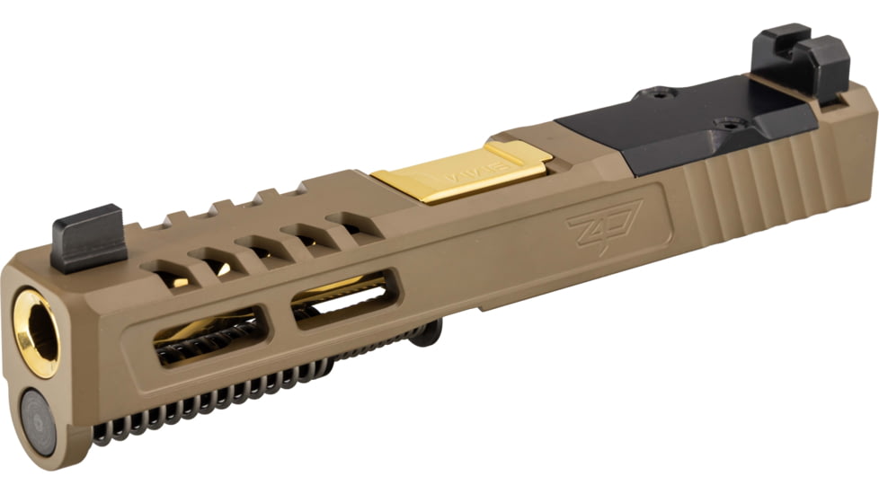 Zaffiri Precision ZPS2 Glock 19 Gen 5 Complete Pistol Slide, PVD, Flat Dark Earth/Gold, G19G5-ZPS2-RMR-FDE-FC-GLD