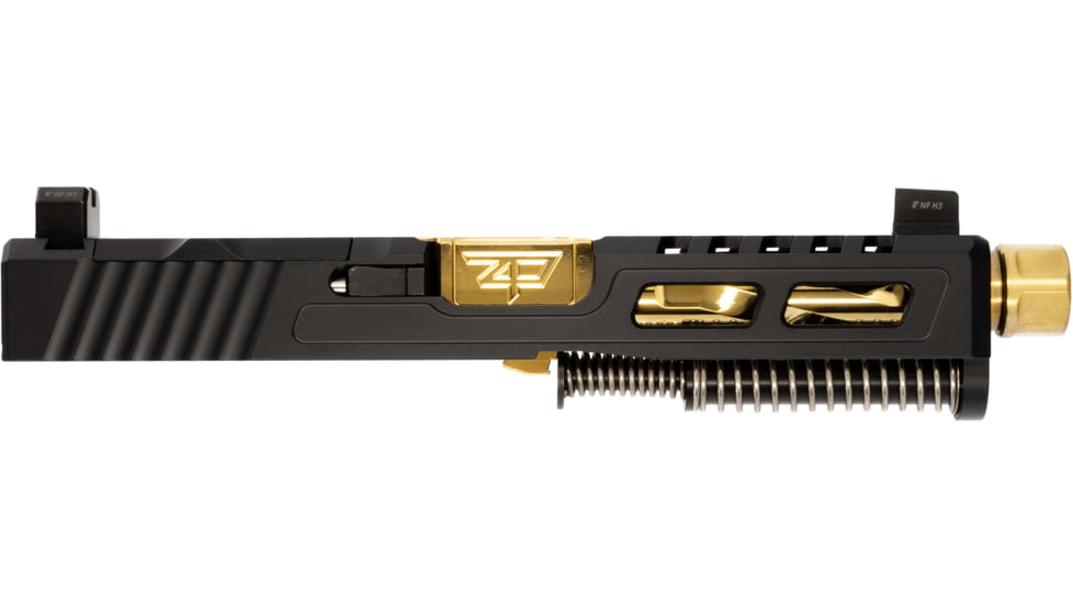 Zaffiri Precision ZPS2 Glock 19 Gen 5 Threaded Complete Pistol Slide, PVD, Black/Gold, G19G5-ZPS2-RMR-BLK-TH-GLD