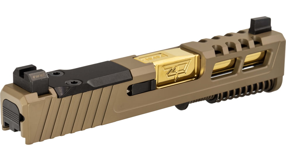Zaffiri Precision ZPS2 Glock 43X Complete Pistol Slide, PVD, Flat Dark Earth/Gold, G43-ZPS2-RMSc-FDE-FC-GLD