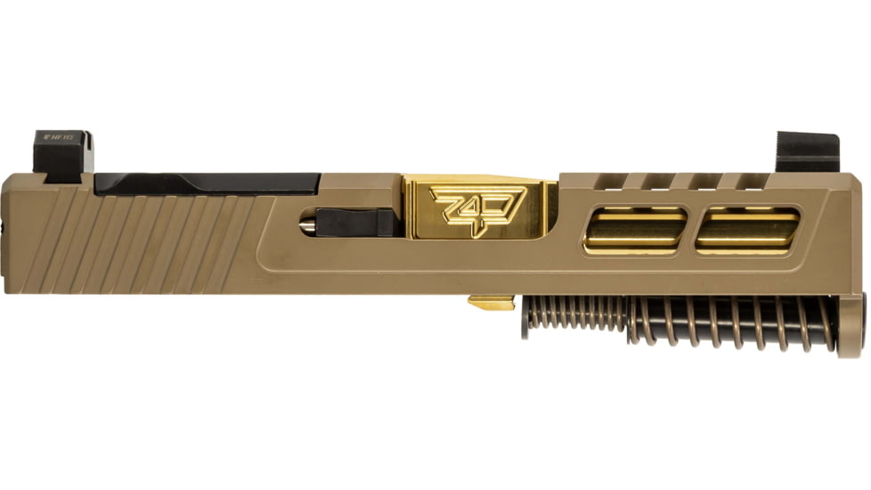 Zaffiri Precision ZPS2 Glock 43X Complete Pistol Slide, PVD, Flat Dark Earth/Gold, G43-ZPS2-RMSc-FDE-FC-GLD