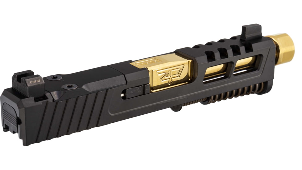 Zaffiri Precision ZPS2 Glock 43X Threaded Complete Pistol Slide, PVD, Black/Gold, G43-ZPS2-RMSc-BLK-TH-GLD