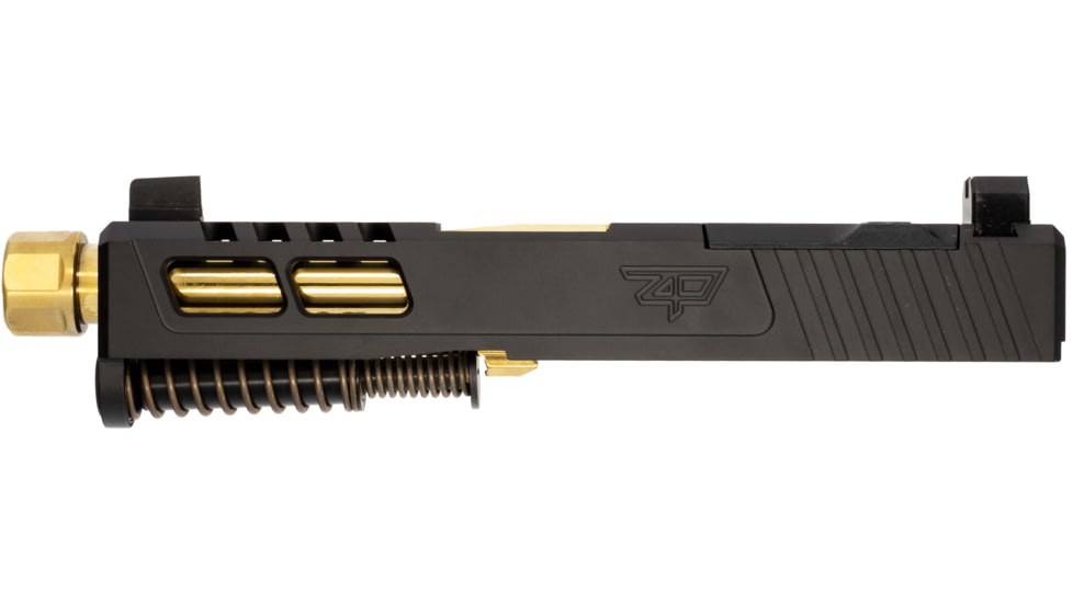 Zaffiri Precision ZPS2 Glock 43X Threaded Complete Pistol Slide, PVD, Black/Gold, G43-ZPS2-RMSc-BLK-TH-GLD