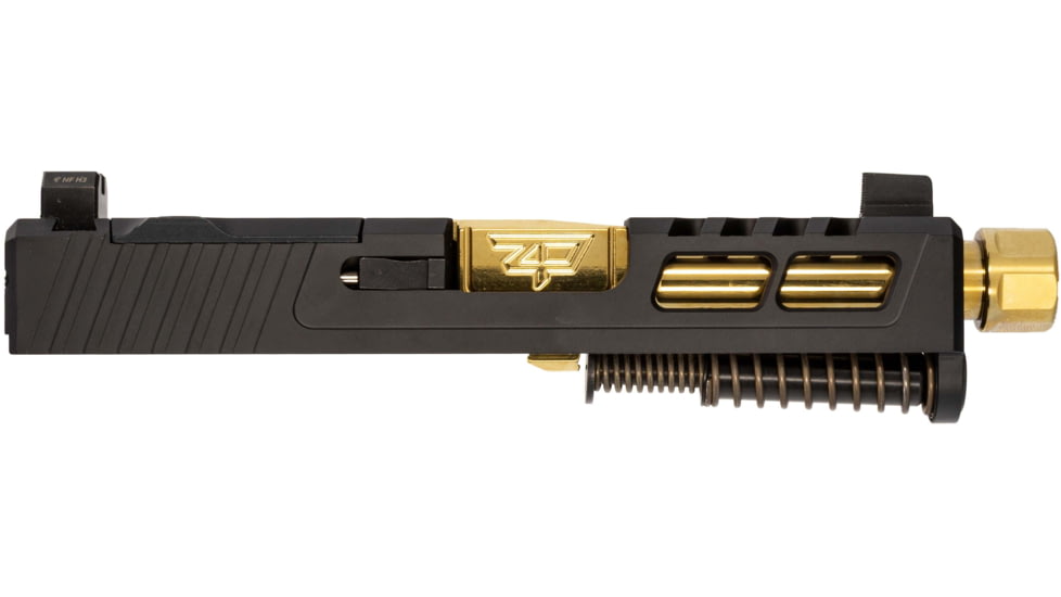 Zaffiri Precision ZPS2 Glock 43X Threaded Complete Pistol Slide, PVD, Black/Gold, G43-ZPS2-RMSc-BLK-TH-GLD
