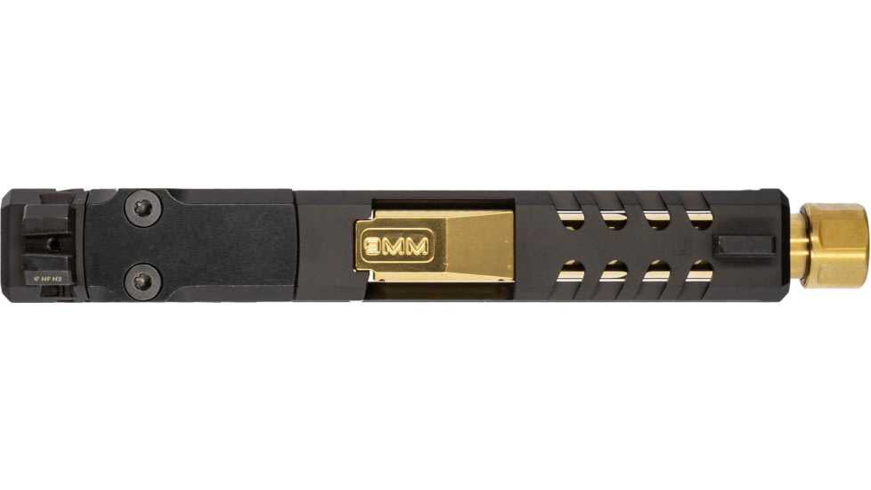 Zaffiri Precision ZPS2 Glock 43X Threaded Complete Pistol Slide, PVD, Black/Gold, G43-ZPS2-RMSc-BLK-TH-GLD