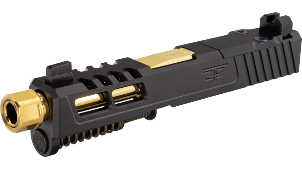 Zaffiri Precision ZPS2 Glock 43X Threaded Complete Pistol Slide, PVD, Black/Gold, G43-ZPS2-RMSc-BLK-TH-GLD