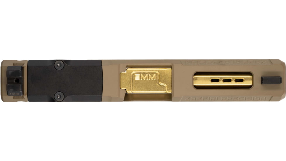 Zaffiri Precision ZPS3 Ported Glock 19 Gen 3 Complete Pistol Slide, PVD, Flat Dark Earth/Gold, G19G3-ZPS3-RMR-FDE-TP-GLD