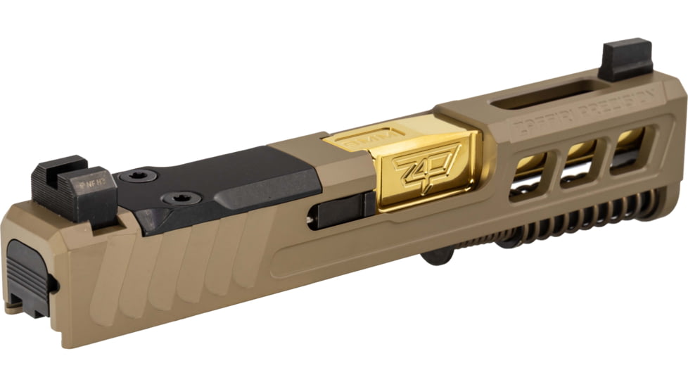 Zaffiri Precision ZPS3 Ported Glock 43X Complete Pistol Slide, PVD, Flat Dark Earth/Gold, G43-ZPS3-RMSc-FDE-TP-GLD