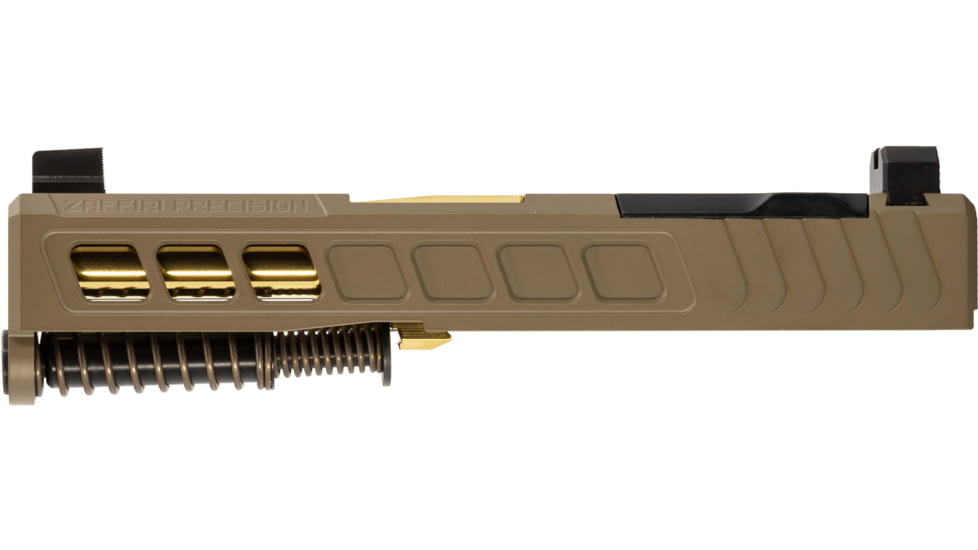 Zaffiri Precision ZPS3 Ported Glock 43X Complete Pistol Slide, PVD, Flat Dark Earth/Gold, G43-ZPS3-RMSc-FDE-TP-GLD