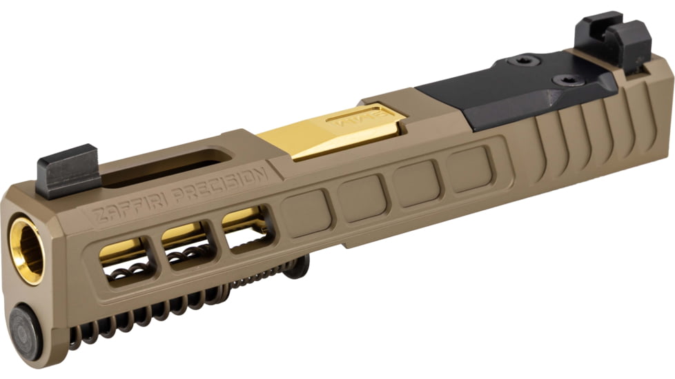 Zaffiri Precision ZPS3 Ported Glock 43X Complete Pistol Slide, PVD, Flat Dark Earth/Gold, G43-ZPS3-RMSc-FDE-TP-GLD