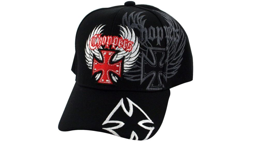 Zan Headgear 3-D Embroidered Black Cap Chopper CPA127