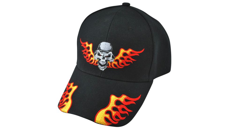 Zan Headgear 3-D Embroidered Black Cap Helmet Skull CPA139
